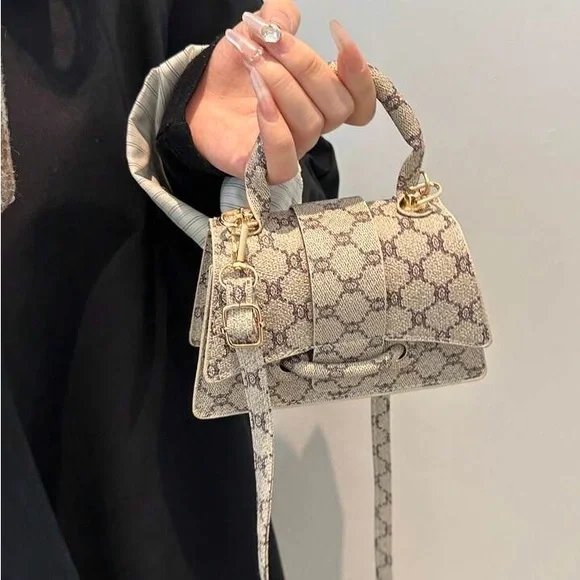 Designer Logo gg Beige brown Patterned mini handbag looks like gucci BRAND NEW - Picture 3 of 13